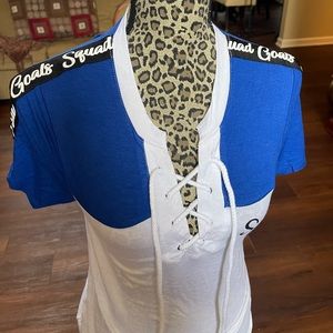 Harley Quinn inspired Squad Goals Blue & White Top